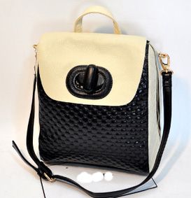 women's handbag women's backpack genuine leather and PU combined tote bag fashion handbag shoulder bag quilted bag with turnlock shoulder bag with lock