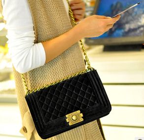 fashion women's handbag chain Bag quilted bag turnlock cluth shoulder Bag cross body bag velveteen bag