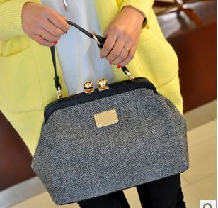 fashion women's handbag tweed bag woven wool bag clutch bag purse bag bead frame bag shoulder bag plate women's bag