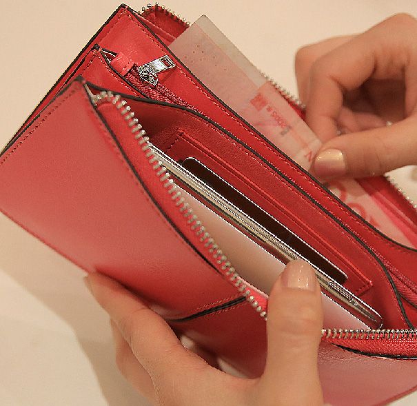 women's wallet leather clutch wallet multi compartment top zip wallet
