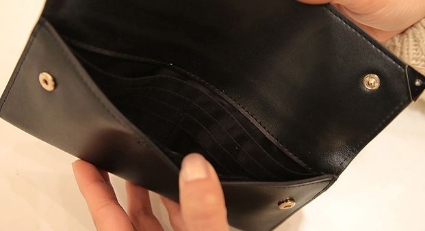 women's wallet leather clutch wallet with metal corner reinforcement