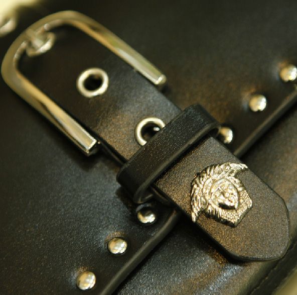 women's handbag leather shoulder bag punk style with stud trimed 