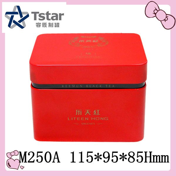 Red hot rectangle shape tea box with inner plugged cap