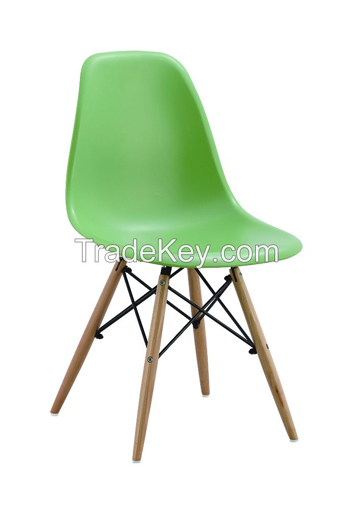 Emaes Chair, Outdoor Plastic Chair With Wooden Legs