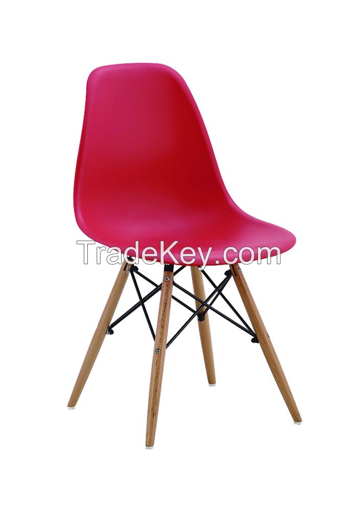 Emaes Chair, Outdoor Plastic Chair With Wooden Legs