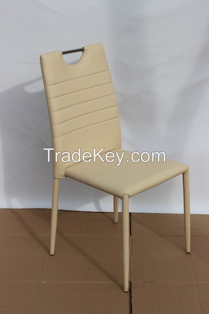 Colorful PU Dining Chair with Handle Leather Dining Chairs