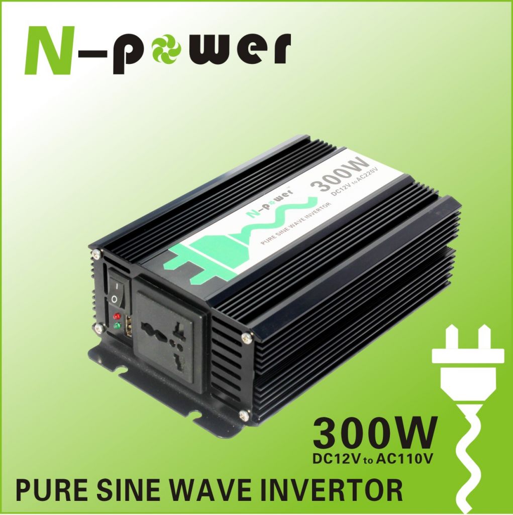 300W Pure Sine Wave DC12V to AC110V Power Inverter with USB