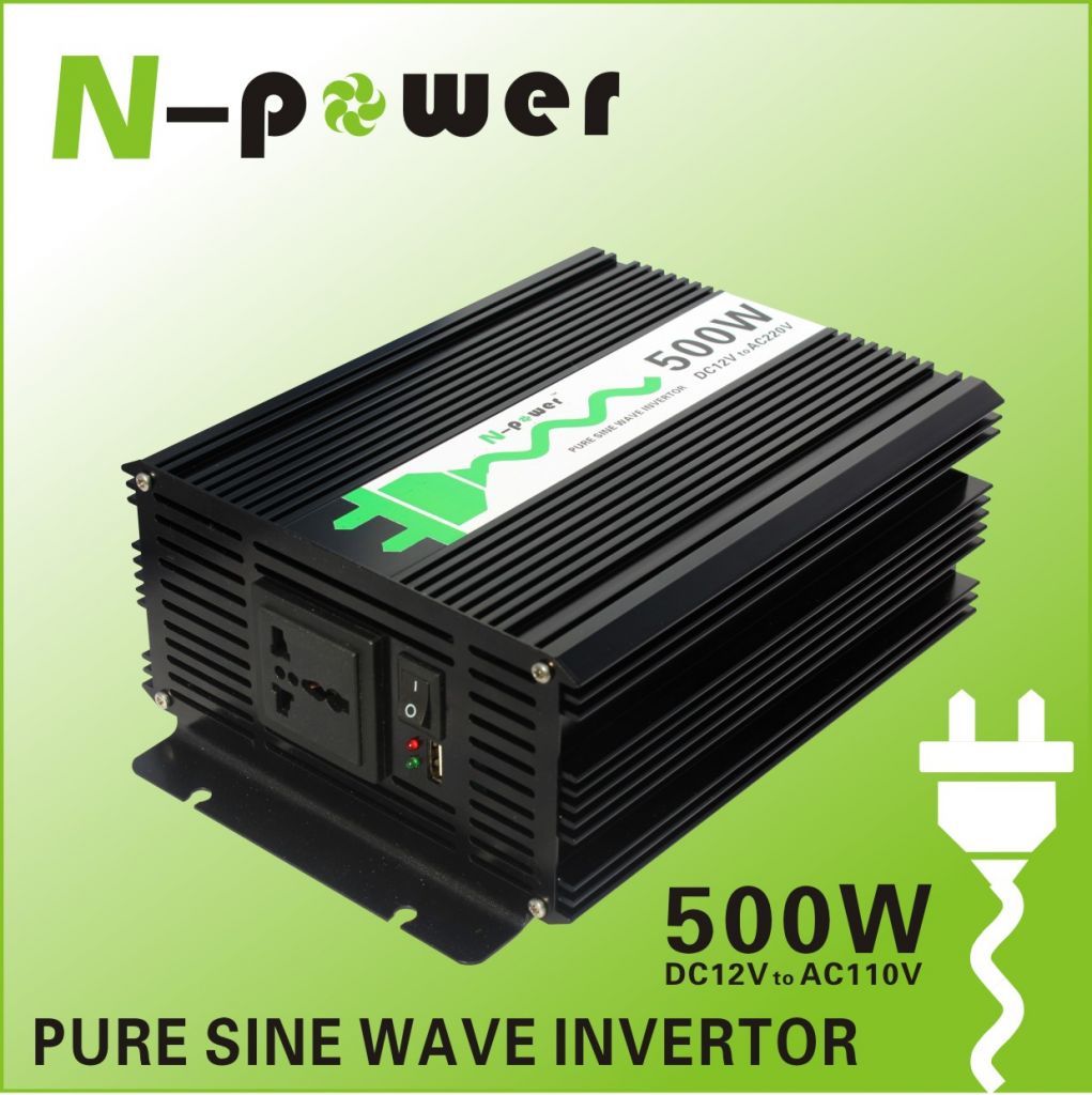 500W Pure Sine Wave DC12V to AC110V Power Inverter with USB