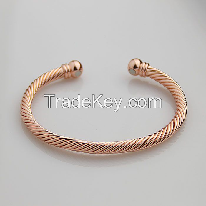 New Pure copper alloy torque magnetic power bracelet bangle adjustable B01B