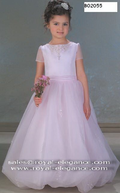 Organza Flower Girl Short Sleeves Dress