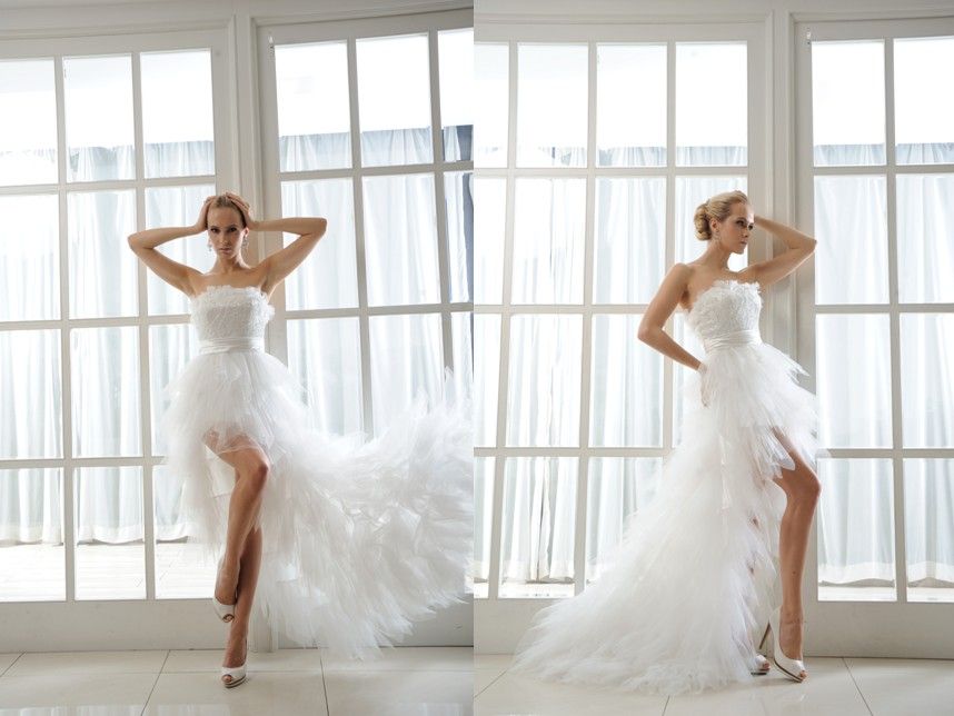 sexy front short and long back Cocktail wedding dress RE13135