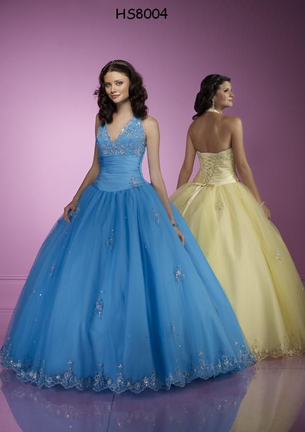 V neckline Halter Quinceanera Dress REQ1026