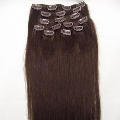 CLIP IN HUMAN HAIR EXTENSIONS 100% human hair high quality hair weft  hair extension natural raw human hair