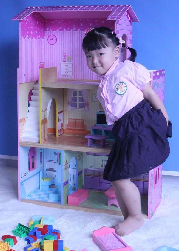 Ht-dh003 2013 Hot New Colorful Diy Miniature Kids Wooden Toy House