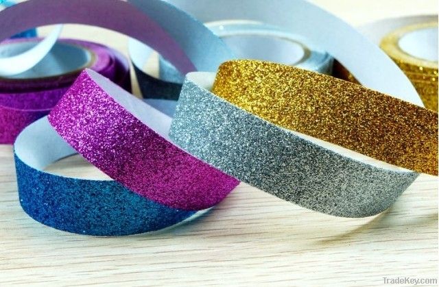 Glitter tape printed star, adhesive glitter tape for DIY