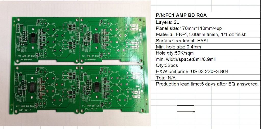 PCB:FC1 amplifier PCB board and DC jack PCB board