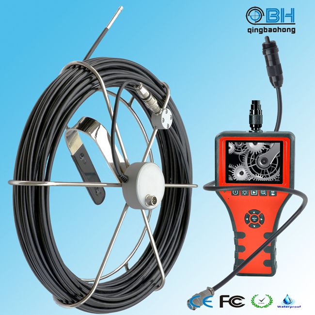 20 meters flexible cable pipeline inspection camera with take-up wheel 