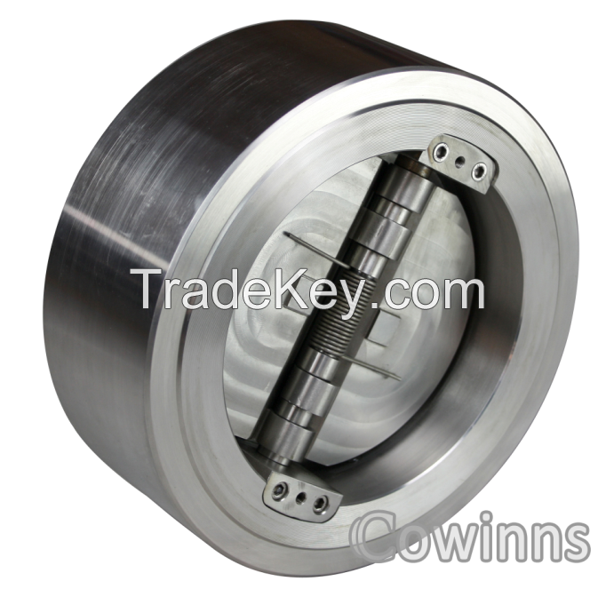 Zirconium double disc wafer check valve