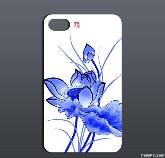 Chinese Unique design IMD white & Blue porcelain phone case for apple