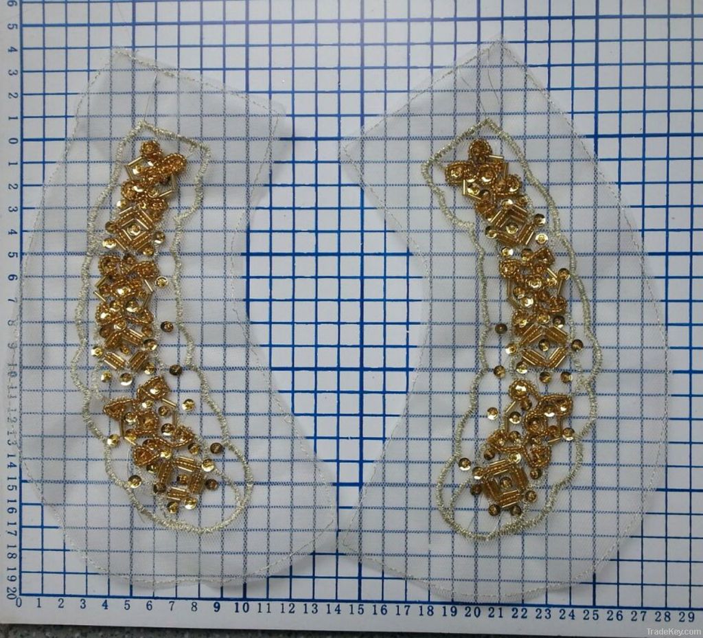 gold sequins beads mirror pair neckline trim