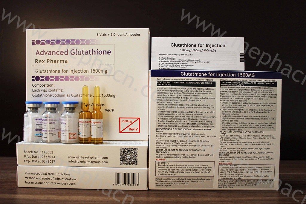 Glutathione injection for skin whitening (in stock), 3000mg/2400mg/1500mg/1200mg/900mg/600mg/300mg