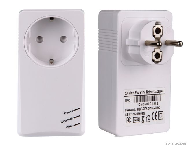 500Mbps MINI Power Line adapter with Socket