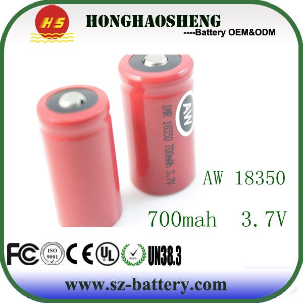 Original AW IMR Battery for E-cigarette 18350 700mah Rechargeable Li-ion Battery