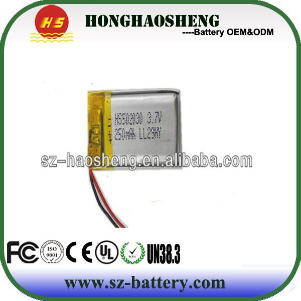 3.7v 502030 Lithium Ion Ploymer Rechargeable Battery 250mah