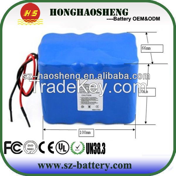 12v 10ah 3s5p rechargeable 18650 li-ion battery pack