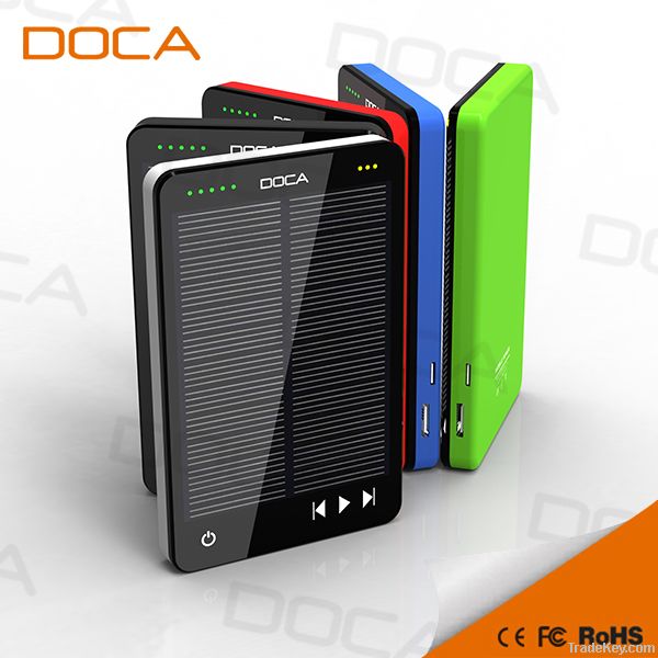 Newest Arrival DOCA D595 solar charger power bank with MP3 Player 1000