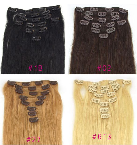 human hair clip-in hair extension  clip hair free shipping to world wide