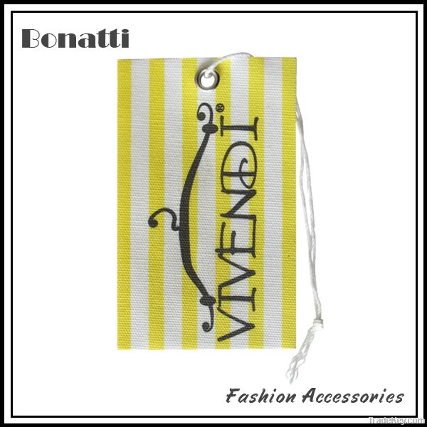 printed woven hang tags with eyelet