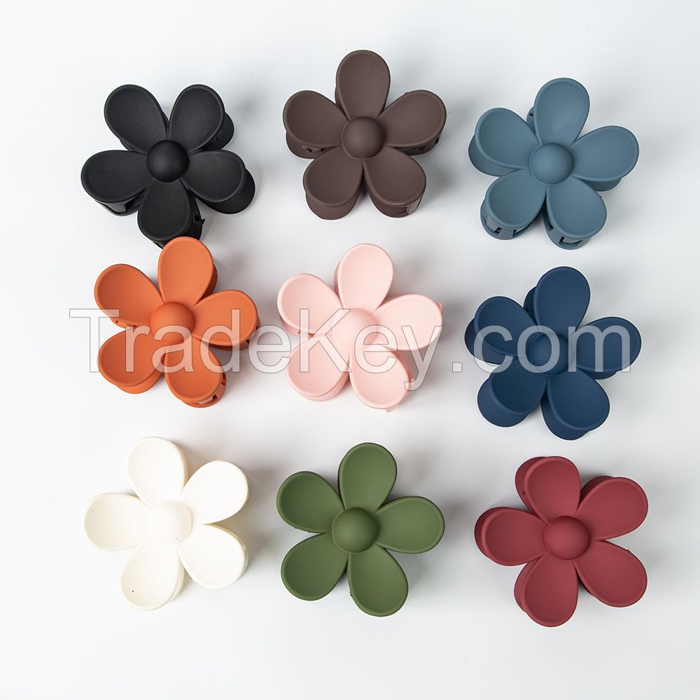 Cute Matte Big Hair Claws Plastic Hair Clips For Girls Women Flower Hair Clips