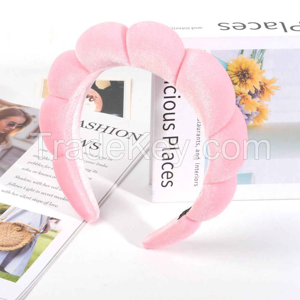 Custom Logo Soft Puffy Padded Terry Hair Bands Towel Cloth Fabric Wrist Head Band Headband Wig