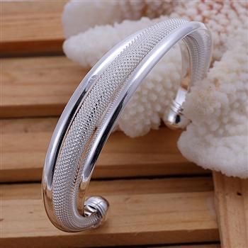 925 Sterling Silver Plated Fashion Bangle Jewelry 