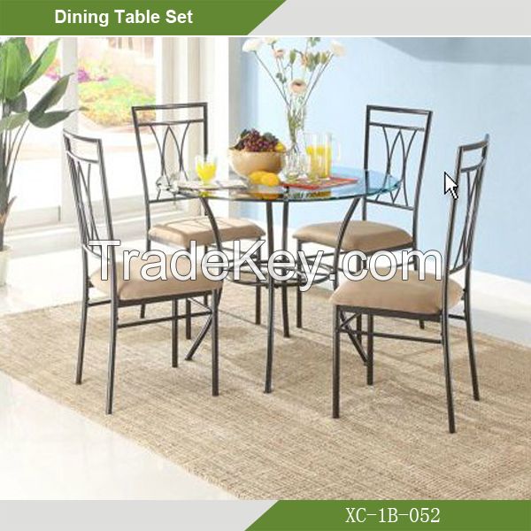 Dining Room set-Cheap Beauty Round Glass 5-pc dining room set XC-1B-052