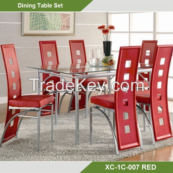 Dining Room sets-Cheap Tempered Glass Dining Room Furniture Sets/7 pcs dinin sets  XC-1C-007