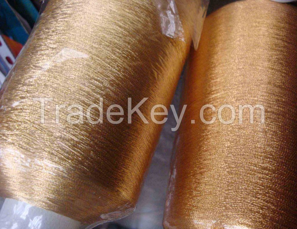 Pure Silver Metallized Film Rayon 150d Yarn Gold Color