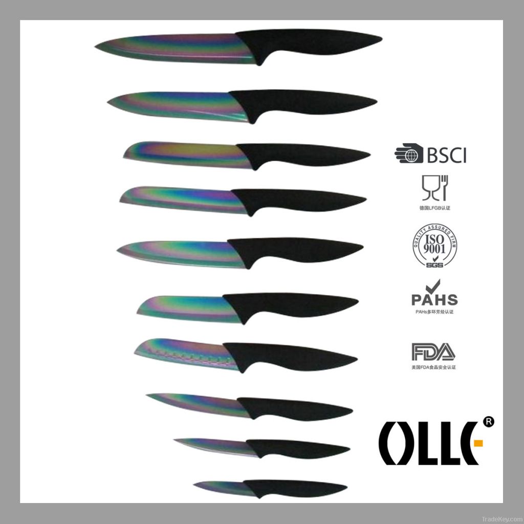 Gorgeous Colored Blade Titanium Ceramic Knife Set