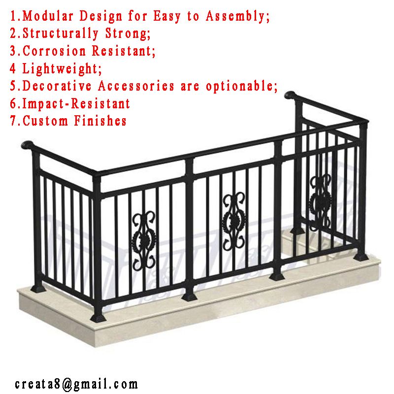 Custom Modular Zinc Steel Balcony Balustrade and Handrails