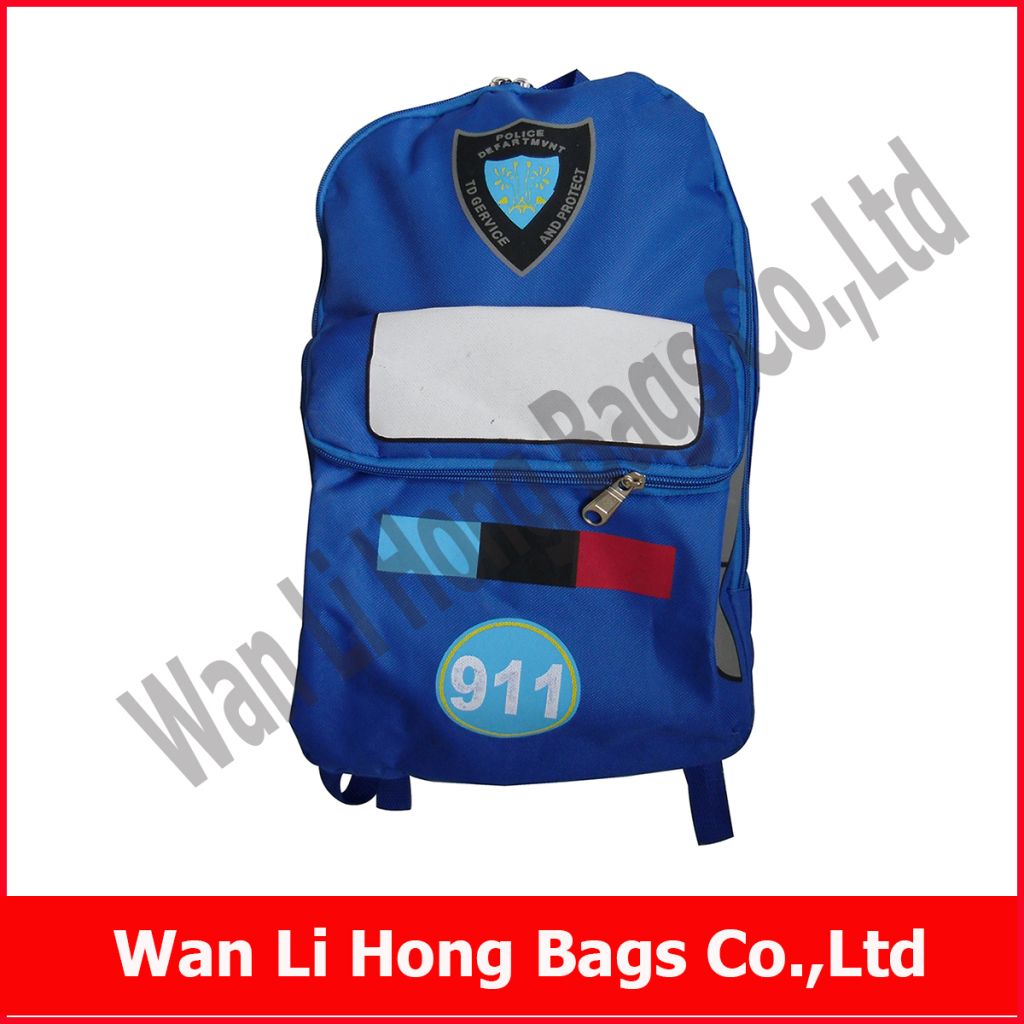 fashion promotional simple blue color 600D polyester school bag