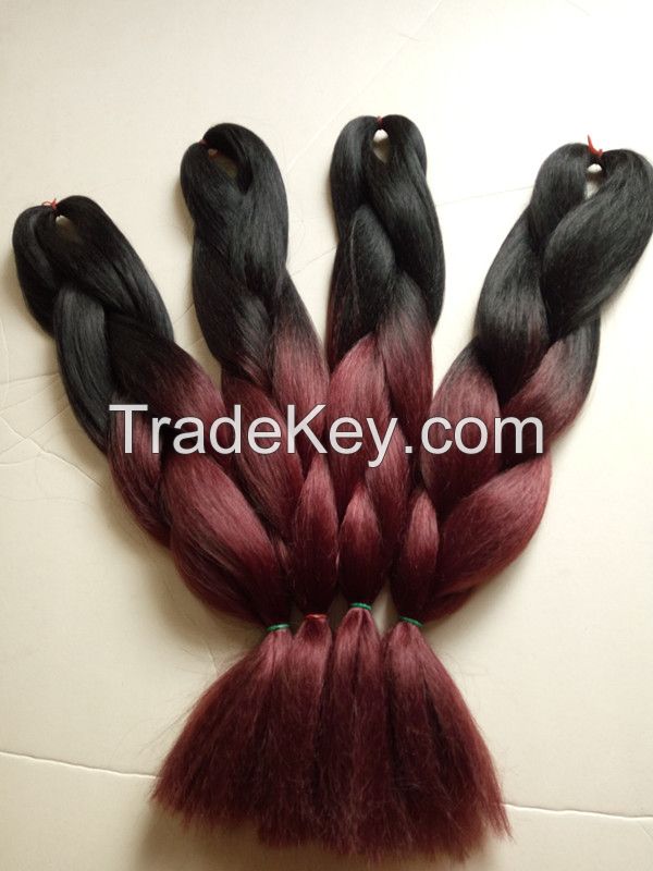 Wholesale Synthetic Jumbo Ombre Braiding Hair Extension 24" 100g/piece African Ombre Box Braiding Styles