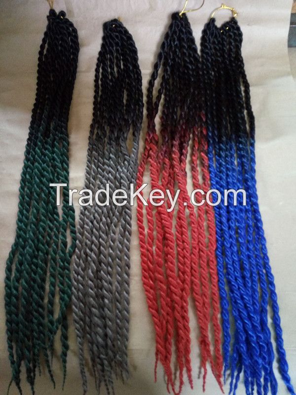 Wholesale Synthetic Jumbo Ombre Braiding Hair Extension 24" 100g/piece African Ombre twist Braiding Styles