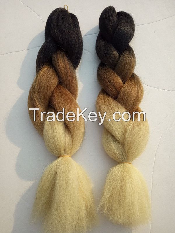Wholesale Synthetic Jumbo Ombre Braiding Hair Extension 24" 100g/piece 3T African Ombre Box Braiding Styles