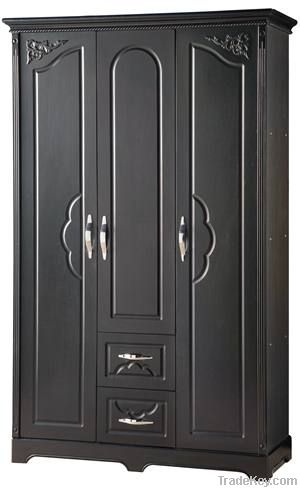 Black wooden wardrobe adsorbents with 3 doors (200368)