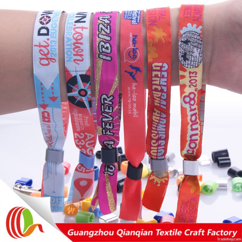 Hot sale single use woven wristband/fabric wristband for festival and event