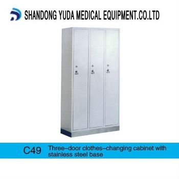 C49 Stainless steel seat 3-door locker