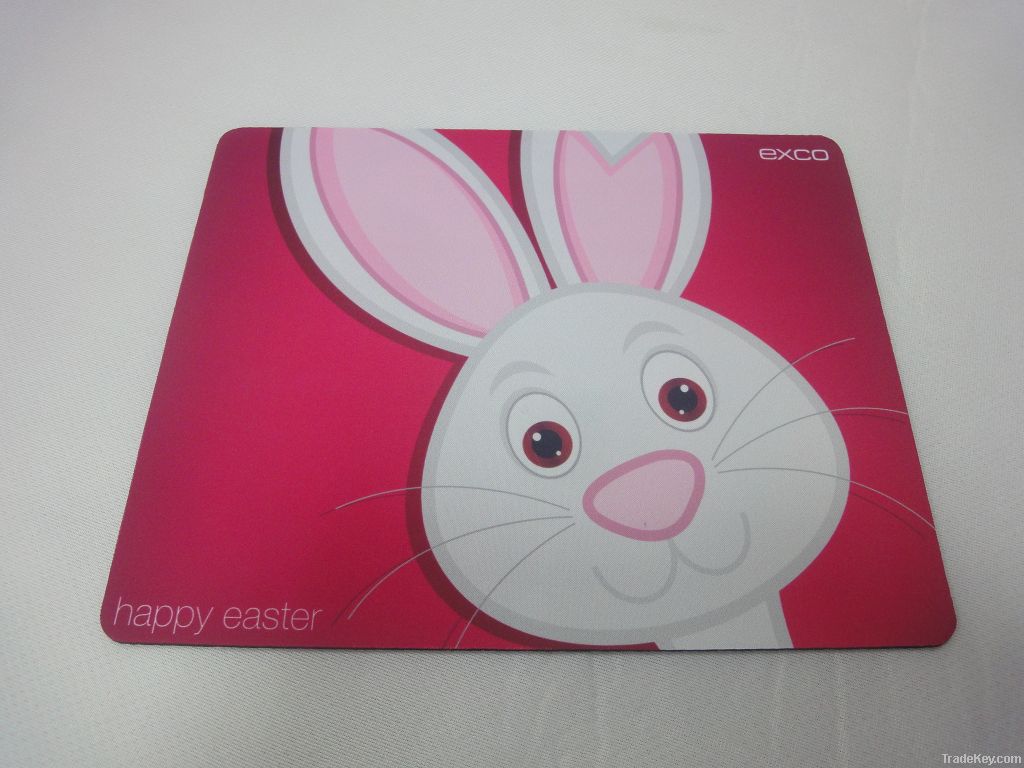 Happy Eat Pink Rabbit Rubber Cute Mousepad