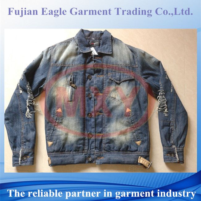 Stock fashion mens jean jacket with wool