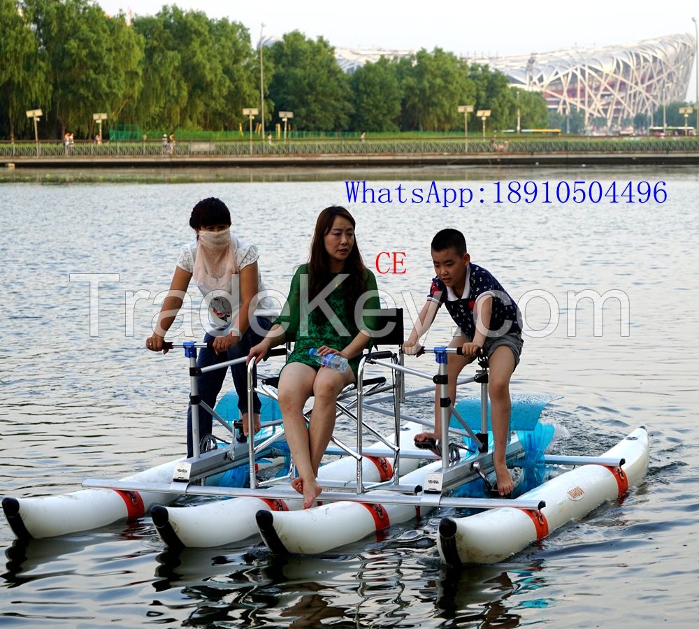 inflatable PVC Pontoons Swan Pedal Boats Three men Water Bikes Water Tricycle for sale